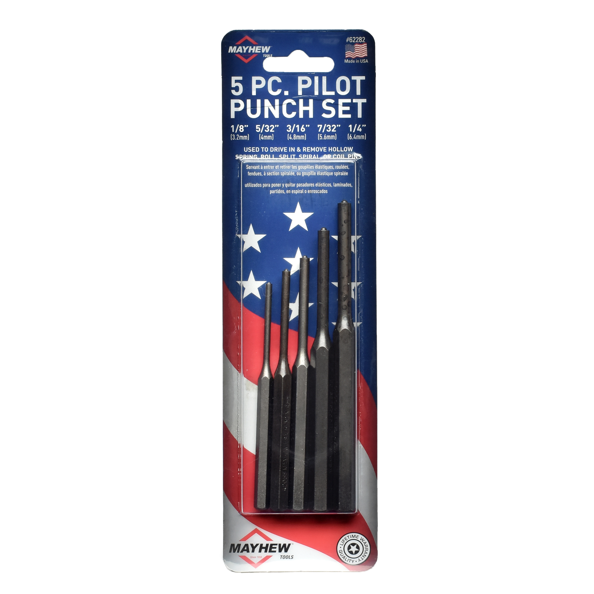 Mayhew Tools 5 PC Pilot Punch Set 89062, Carded
